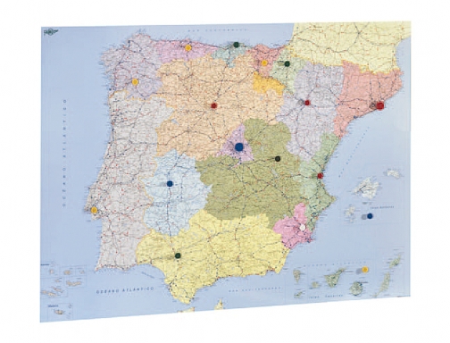 Mapa mural Faibo españa y portugal autonomico plastificado enrollado 98x134 cm 153G, imagen 2 mini