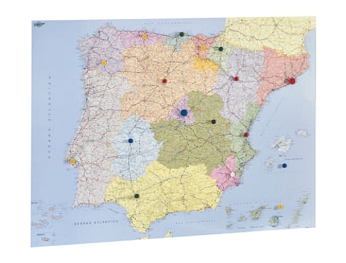 Mapa mural Faibo espaa y portugal autonomico plastificado enrollado 98x134 cm 153G, imagen 2 mini