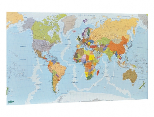 Mapa mural Faibo planisferio plastificado enrollado 83x138 cm 173G, imagen 2 mini