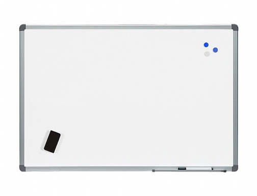 Pizarra blanca Rocada acero vitrificado magnetico marco aluminio y cantoneras pvc 180x120 6508, imagen 2 mini
