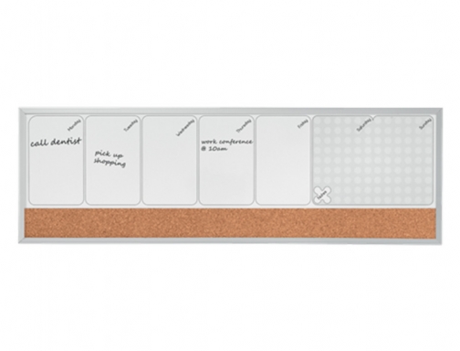 Planificador semanal Nobo magnetico + tablero corcho horizontal con marco de aluminio 1903780, imagen 5 mini