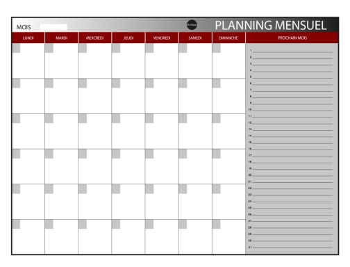 Planning magnetico Bi-office mensual lacado marco aluminio rotulable 60x45 cm GA02179170, imagen 2 mini