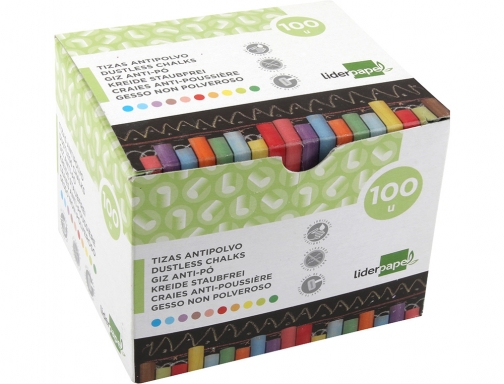 Tiza color antipolvo Liderpapel caja de 100 unidades colores surtidos 77660, imagen 3 mini