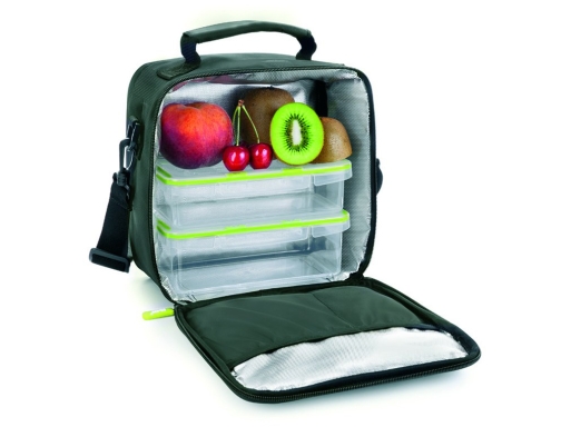 Bolsa porta alimentos Ibili lunch away green termica asa 2 recipientes tapa 753450I, imagen 2 mini