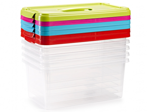 Caja multiusos plastico 10 l numero 24 tapa de color con asa Blanca 11680 , transparente, imagen 2 mini