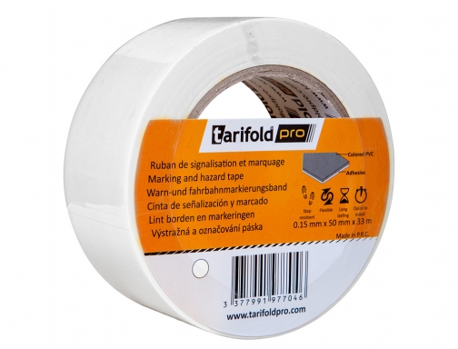 Cinta adhesiva Tarifold para marcaje y sealizacion de suelo 33 mt x 197702 , blanco, imagen 2 mini