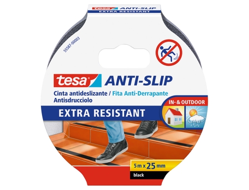 Cinta antideslizante adhesiva Tesa utilizacion interior exterior color negro 5 mt x 55587-00003-11, imagen 2 mini