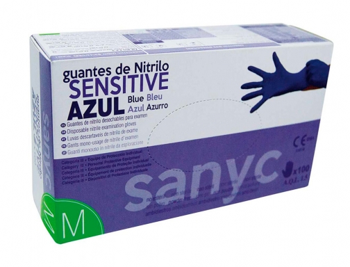 Guantes de nitrilo desechable sensitive sin polvo talla m mediana color azul Blanca 272, imagen 2 mini
