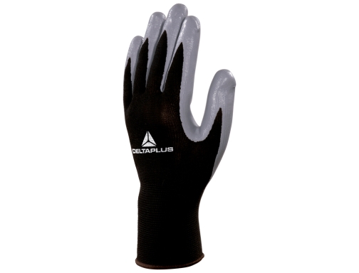 Guantes Deltaplus de punto poliester palma de nitrilo especial para mecanica grasas VE712GR07, imagen 2 mini