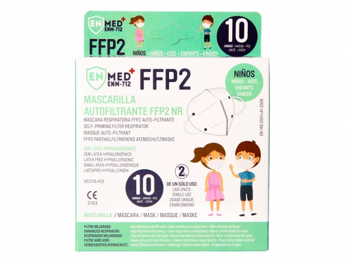 Mascarilla infantil facial ffp2 autofiltrante con ajuste nasal certificado ce Covid FFP2 INFANTIL , blanco, imagen 5 mini