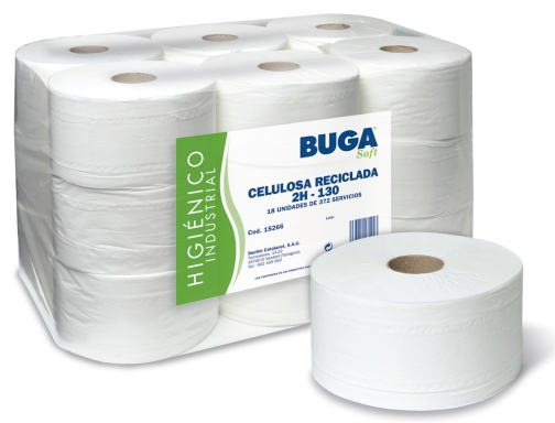 Papel higienico industrial gofrado Buga reciclado 2 capas 130 m Papeterie du po, imagen 2 mini