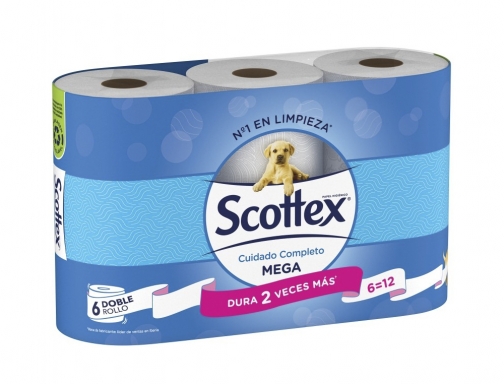 Papel higienico Scottex megarrollo doble largo 2 capas paquete de 6 rollos 96685, imagen 2 mini