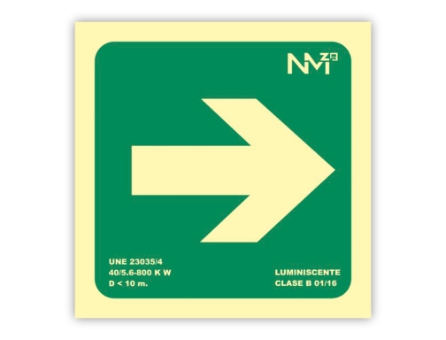 Pictograma Archivo 2000 flecha derecha pvc verde luminiscente 224x224 mm 617010HD VE, imagen 2 mini