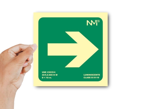 Pictograma Archivo 2000 flecha derecha pvc verde luminiscente 224x224 mm 617010HD VE, imagen 3 mini