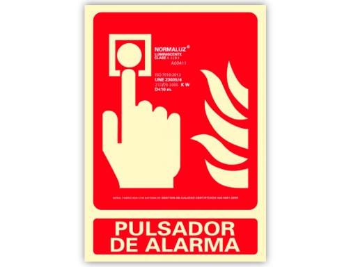 Pictograma Archivo 2000 pulsador de alarma pvc rojo luminiscente 210x300 mm 6171-04H RJ, imagen 2 mini