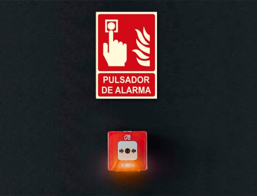 Pictograma Archivo 2000 pulsador de alarma pvc rojo luminiscente 210x300 mm 6171-04H RJ, imagen 4 mini