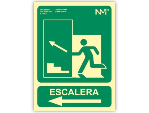 Pictograma Archivo 2000 salida emergencia escalera sube izquierda pvc verde luminiscente 224x300 6170-13H VE, imagen 2 mini