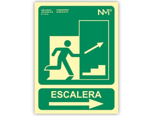 Pictograma Archivo 2000 salida emergencia escalera sube derecha pvc verde luminiscente 224x300 6170-14H VE, imagen 2 mini