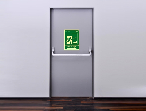 Pictograma Archivo 2000 salida emergencia escalera sube derecha pvc verde luminiscente 224x300 6170-14H VE, imagen 4 mini