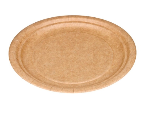 Plato carton biodegradable marron 22 cm paquete de 100 unidades Blanca 10418, imagen 2 mini