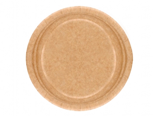 Plato carton biodegradable marron 22 cm paquete de 100 unidades Blanca 10418, imagen 3 mini