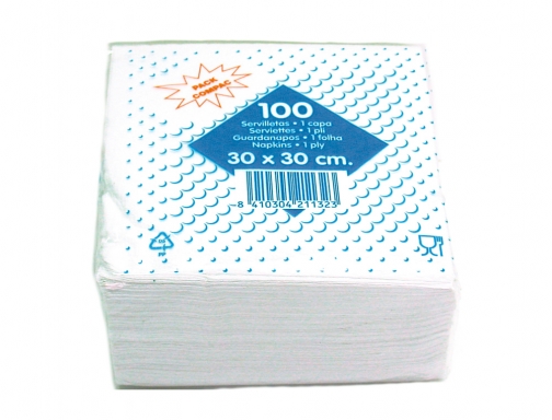 Servilleta algodon 30x30 cm 1 capa paquete de 100 unidades Blanca T221131, imagen 2 mini