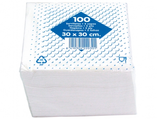 Servilleta algodon 30x30 cm 2 capas paquete de 100 unidades Blanca T222033, imagen 2 mini