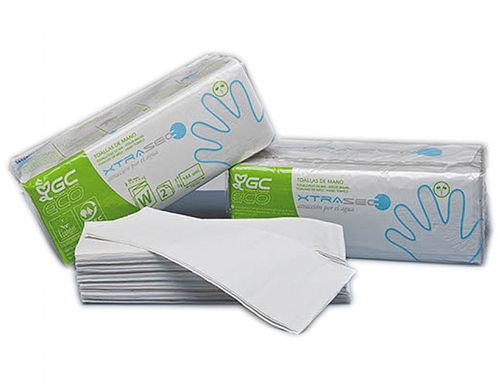 Toalla de papel mano engarzada ecologica -22,5x31 cm 2 capas -paquete con Blanca J281900, imagen 2 mini