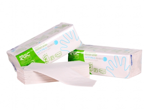 Toalla de papel mano engarzada ecologica xtrasec 20x23 cm 2 capas paquete Goma-camps J281600, imagen 2 mini
