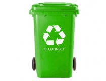 Papelera contenedor Q-connect plastico verde para envases de vidrio 100l  con tapa KF16542
