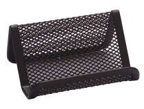 Portatarjetas Q-connect de metal negro 11x7,5x5