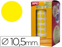 Gomets autoadhesivos circulares 10,5mm amarillo rollo