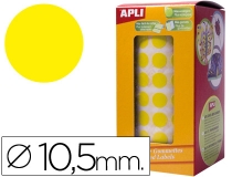 Gomets autoadhesivos circulares 10,5mm amarillo rollo