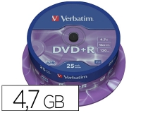 Dvd+r Verbatim capacidad 4.7gb velocidad 