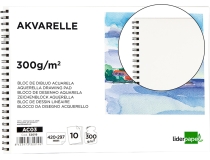 Bloc dibujo Liderpapel acuarela espiral 297x420mm  AC03