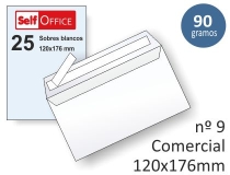 Sobres 120x176 mm comercial normalizado, autoadhesivos,  Liderpapel SB88