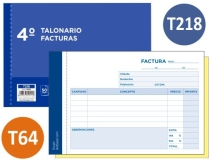 Talonario facturas T-64, T218,