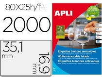 Etiqueta adhesiva Apli 35,6x16,9 mm fotocopiadora