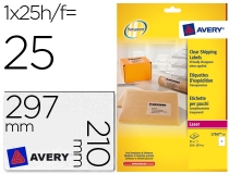 Etiqueta adhesivas resistente Avery transparente 210x297