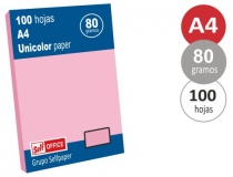 Papel color Liderpapel A4 80gr rosa  PC54