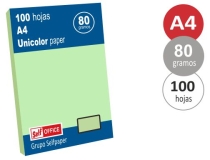 Papel color Liderpapel A4 80gr verde  PC55