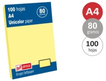 Papel color Liderpapel A4 80gr amarillo  PC48